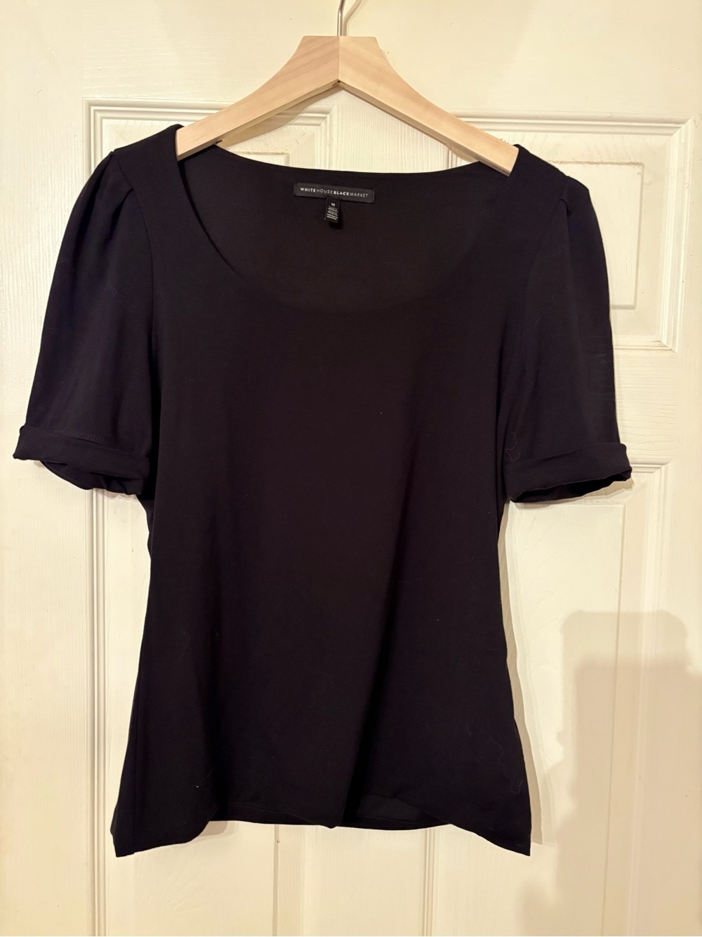 White House Black Market elbow length black stretchy top